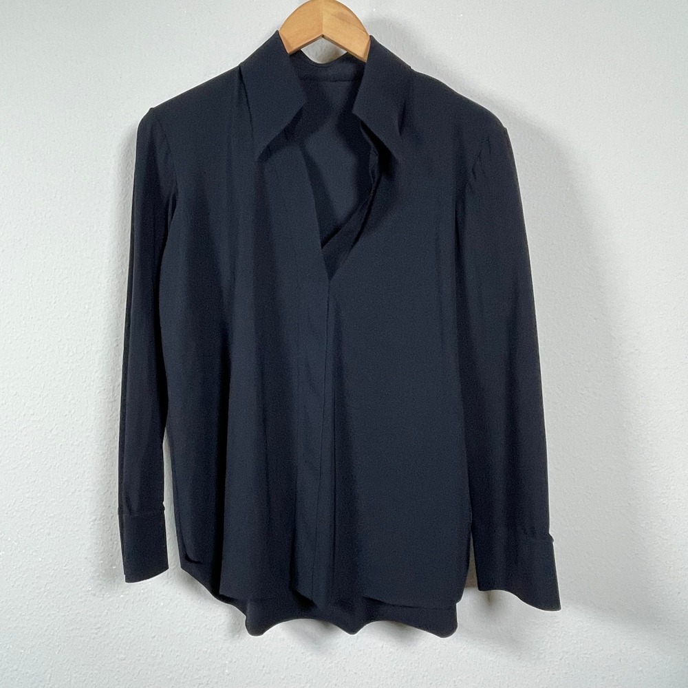Chiara Boni  Atena Top Women 44 Black Long Sleeve Minimalist Quiet Luxury Office
